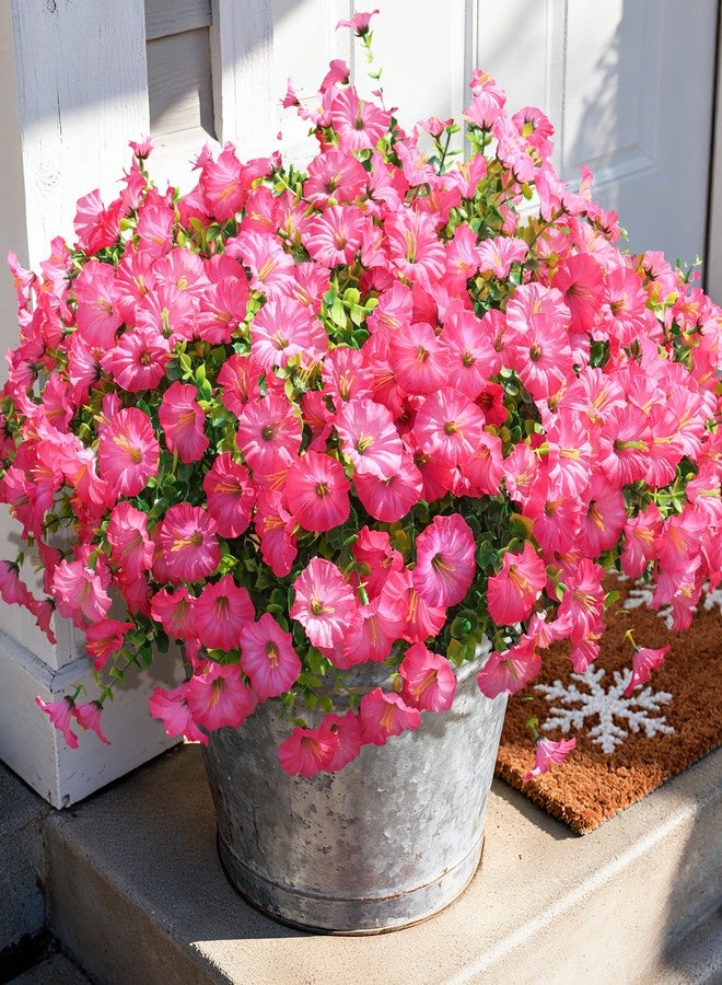 Ivydale زهور ونباتات اصطناعية لتزيين المساحات الخارجية، 12 حزمة من زهور مجد الصباح الحريرية الوردية مع أوراق الكينا، زهور ونباتات اصطناعية واقعية مقاومة للأشعة فوق البنفسجية، مناسبة للزراعة في الحدائق والمنازل والأحواض الداخلية. - Image 1